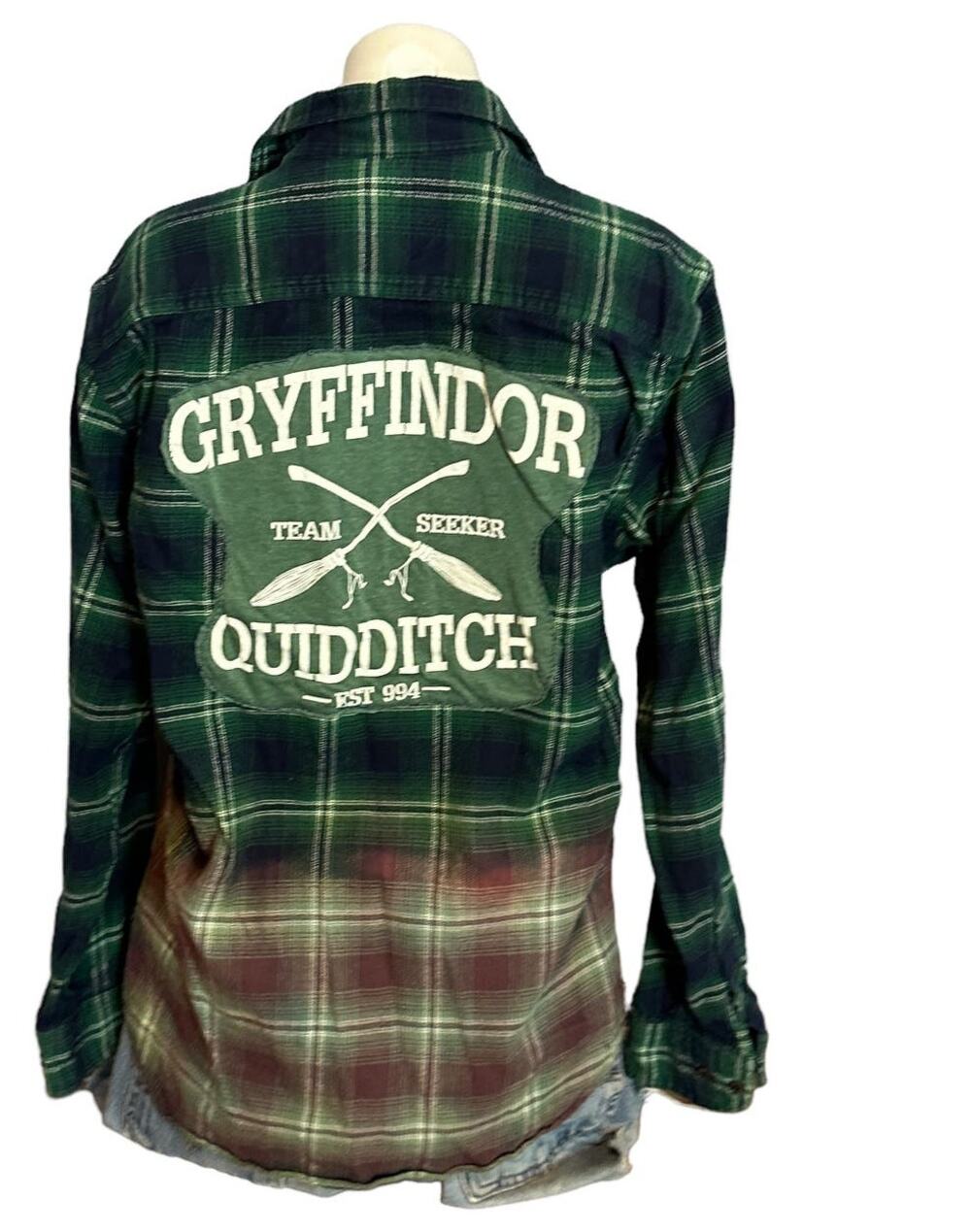 Harry Potter Flannel Plaid Shirt Shacket MEDIUM  Unique Gryffindor Quidditch